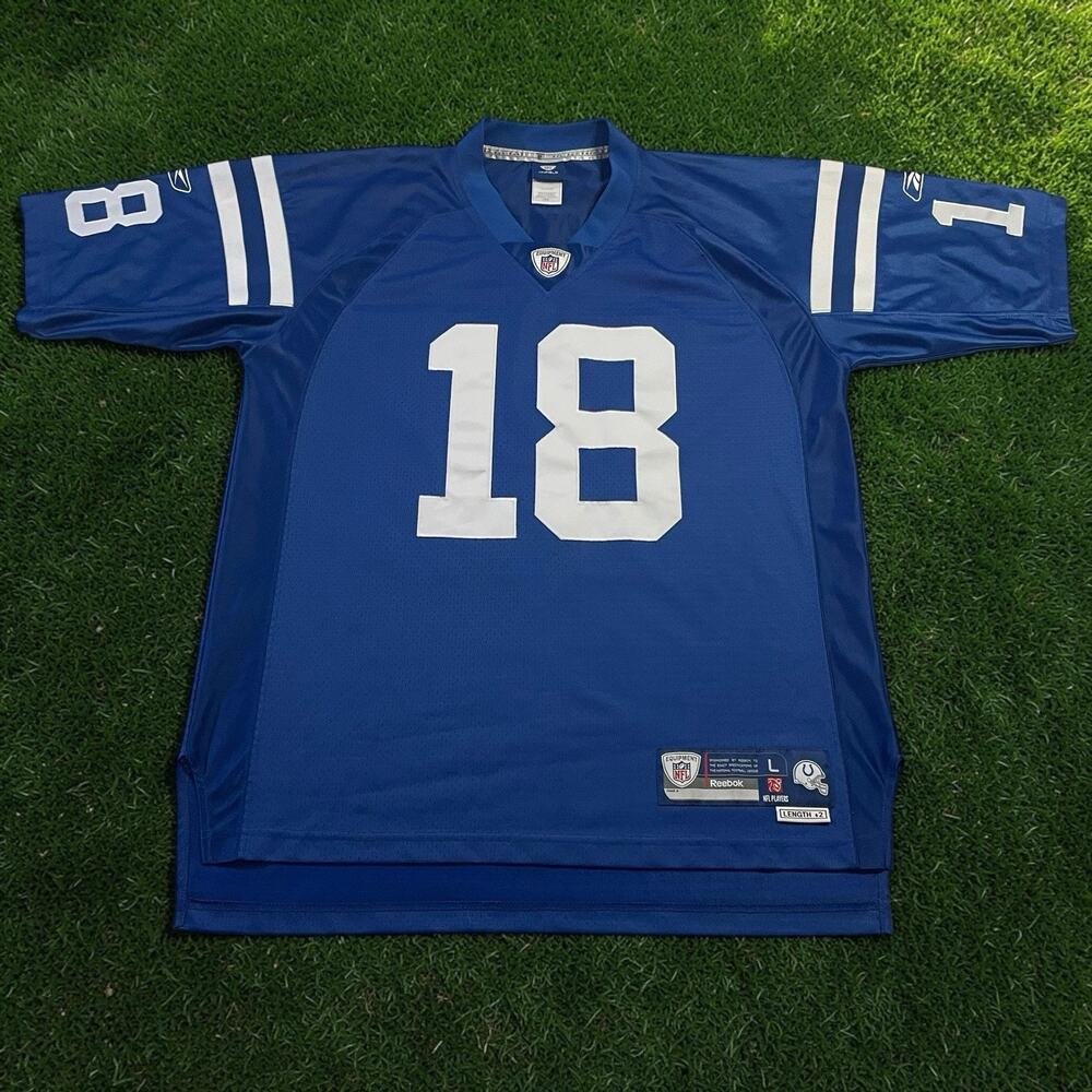 Reebok Peyton Manning 18 Indianapolis Colts Jersey Mens Size L Length +2